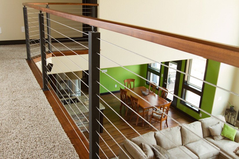 sleek cable railings in a residential property