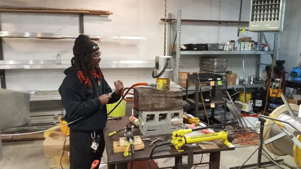 a person working at a workshop