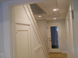 a staircase with customized cable railing