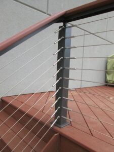 black and brown aluminum cable railing