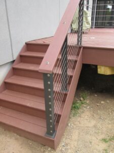 installed cable railing on a short staircase