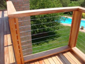 an installed wood railing